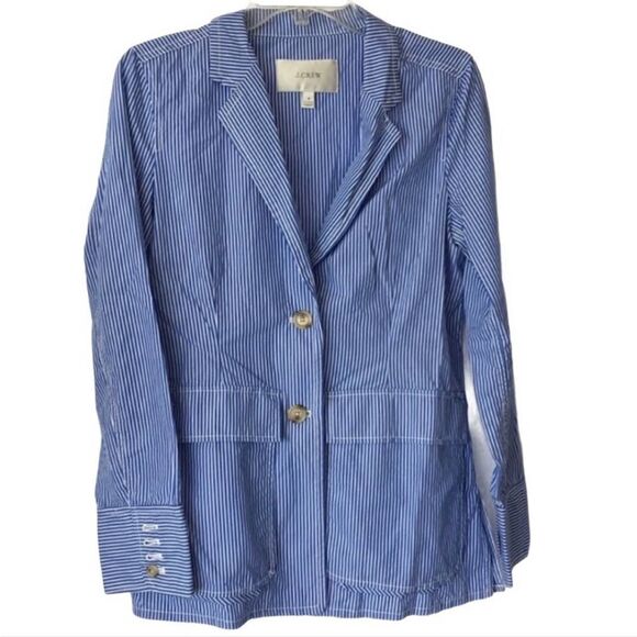 J. Crew Blue White Striped Classic Blazer Size 6 - Picture 1 of 6